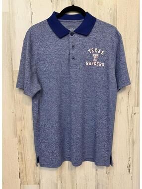 Texas Rangers Men's Medium Polo Shirt Blue Heathered Performance